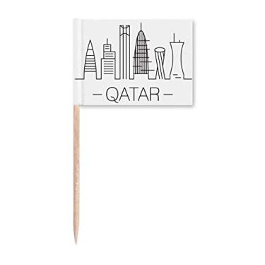 Imagem de Marcadores de palito de dente para decoração de festa desenho da cidade do Qatar