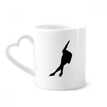 Imagem de Caneca preta esportiva com contorno de patins em cerâmica para café copo de coração de vidro
