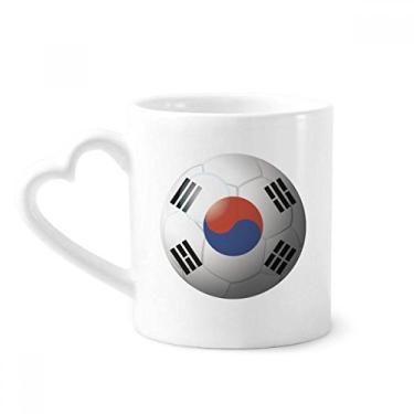 Imagem de Caneca de futebol da bandeira nacional da Coreia Caneca de café cerâmica copo de coração de vidro