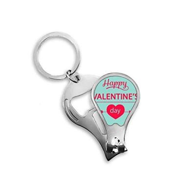 Imagem de Chaveiro abridor de cortador de unhas com coração verde Happy Valentine's Day