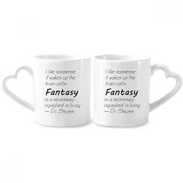 Imagem de Fantasy Is The Ingredient In Life Conjunto de canecas de porcelana para casais, coração e coração