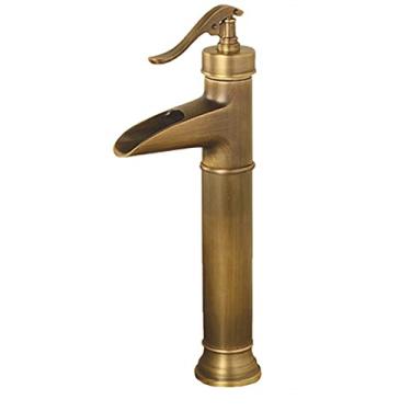 Imagem de LIDON Torneira de vaidade torneira de cachoeira de latão antigo torneira de pia de banheiro furo único torneira de pia de banheiro furo único latão para jardim, antigo A (cor: antigo B)