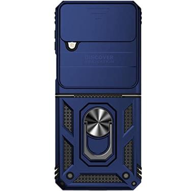 Imagem de Capa dobrável com suporte de anel de dedo à prova de choque para Samsung Galaxy Z Flip4 5G Flip 4 Zflip4 Proteção de lente sem impressão digital, azul, para Samsung Z Flip 3