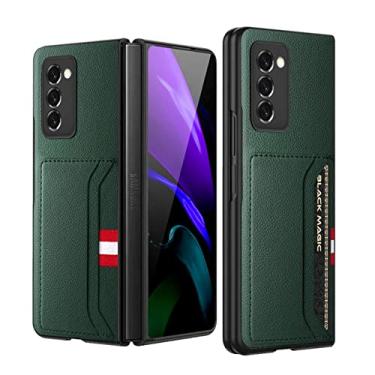 Imagem de Com suporte para cartão, bolsa de couro para Samsung Galaxy Z Fold 3 4 Fold4 Fold2 Fold3 5G Fold 2 Capa protetora anti-riscos, verde, PARA Galaxy Z Fold 3