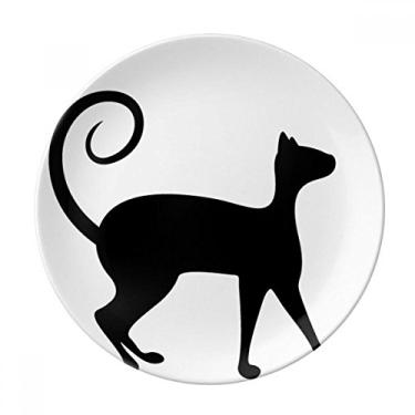 Imagem de Pet Lover Placa de desenho de animal de gato preto decorativa de porcelana Salver louças de jantar