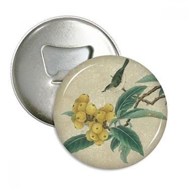 Imagem de Loquat Emblema multifuncional com pintura chinesa e emblema de imã de geladeira