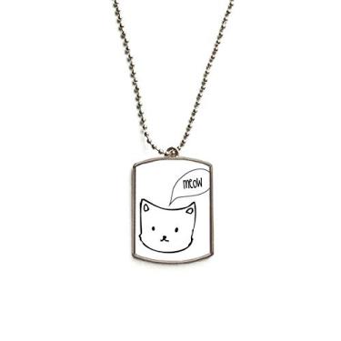 Imagem de DIYthinker Colar de aço inoxidável com pingente de identificação para cães com cabeça de gato branco