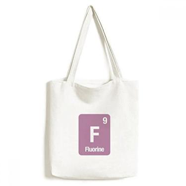 Imagem de F Fluorine bolsa de lona com elemento químico ciência bolsa de compras casual bolsa de mão