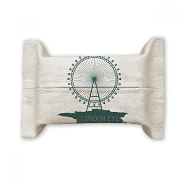 Imagem de Britain UK London Eye Reino Unido Capa de papel para lenços faciais Bolsa de linho de algodão Porta Lenço