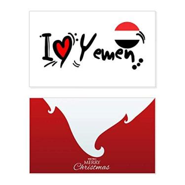 Imagem de I Love Yemen Palavra Bandeira Love Coração Ilustração Feriado Feliz Natal Cartão de Parabéns Mensagem de Letras de Natal