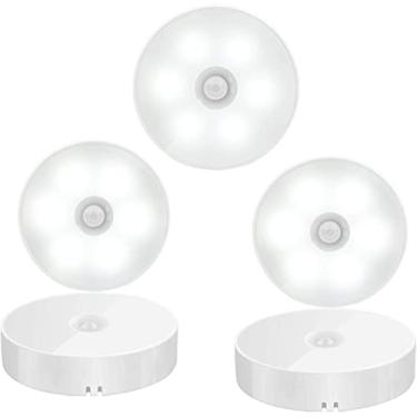 Imagem de Luminárias Led Sem Fio Com Sensor Presença Usb Recarregáveis - Acende Quando Passa Próximo A Ela - Branco Frio (5 Unidade)