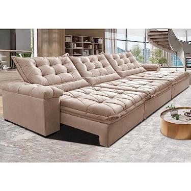 Imagem de Sofá Retrátil e Reclinável 3,55m Cama Inbox Big Fresh com Softgeld40 Velupluma Bege