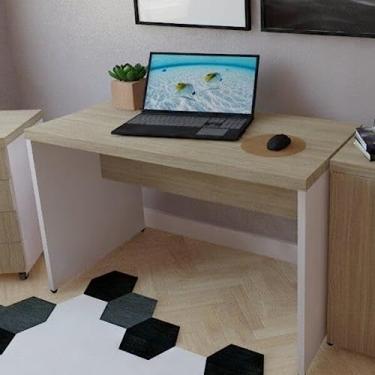 Imagem de Mesa de Escritório Natus 40mm 110 cm 60 cm Bramov Móveis Branco/carvalho Mel