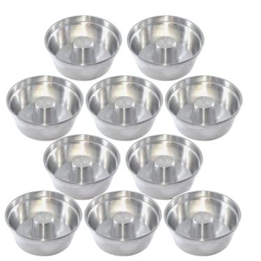Imagem de Jogo 10 Formas Assadeira Bolo Pudim Redonda Com Tubo N16 Formas Redondas Em Alumínio Perfeitas Para Bolo Modelo Padaria Pudin