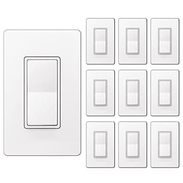 Imagem de Interruptor de parede BESTTEN, 15A 120/277V, On/Off Paddle Rocker, listado pela UL, branco