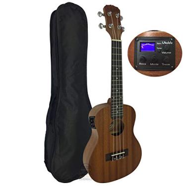 Imagem de Ukulele Concert Eletrico Sapele Malibu 23 Capa Corda Aquila