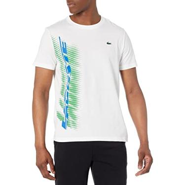 Imagem de Lacoste Camiseta masculina com estampa curta da coleção contemporânea, Branco, GG