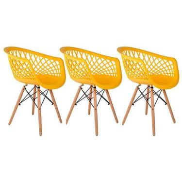 Imagem de Kit 3 Cadeiras Web Amarela - Tiffany