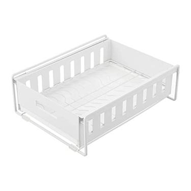 Imagem de Escorredor de pratos escorredor de pratos rack de drenagem escorredor de pratos escorredor de talheres com bandeja de gotejamento de metal dentro do armário de cozinha extração com bandeja de drenagem