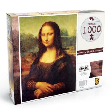 Imagem de Quebra Cabeça Leonardo Da Vinci Monalisa 1000 Peças Grow 03089