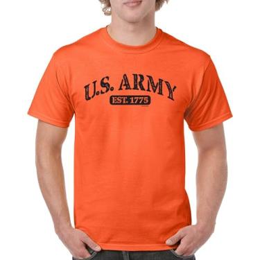 Imagem de Camiseta US Army Strong dos Estados Unidos Veterano do Orgulho Militar DD 214 Patriotic Armed Forces Gear Licenciada Camiseta Masculina, Laranja, M
