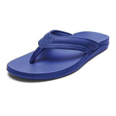 Imagem de OLUKAI Sandália de praia masculina Maha, sapato adequado à água, uso o dia todo e ajuste confortável ultramacio, Azul pôr do sol/azul pôr do sol, 47