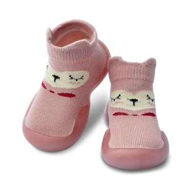 Imagem de Dookeh Sapatos de bebê meninos meninas sapatos de primeira caminhada antiderrapante sola macia tênis infantil infantil babygirl meia sapatos, 9 - rosa, 2-2.5 Anos