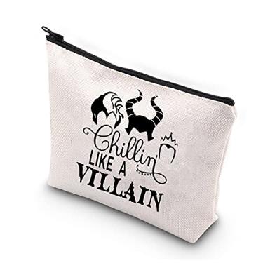 Imagem de BDPWSS Bolsa de maquiagem Chillin Like a Villain para fãs de vilões, presente de princesas más, cosméticos, presente de rosto de bruxa, Refrigerante como um vilão