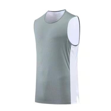 Imagem de Camiseta regata masculina Active Vest Body Shaper Muscle Fitness Slimming Workout Loose Fit Compressão, Cinza, G