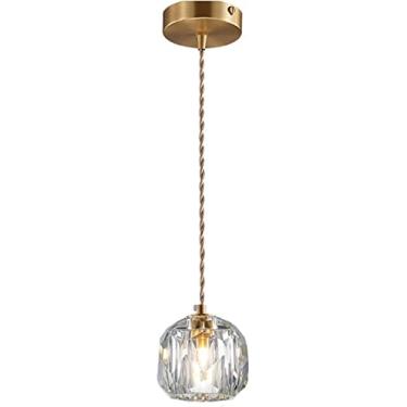 Imagem de Lustre, lustre lâmpada de teto moderna luz pendente transparente: MI-NI luminárias pendentes reguláveis ​​LED bola de cristal luzes suspensas compatíveis com barra de cozinha banheiro cabeceira luz