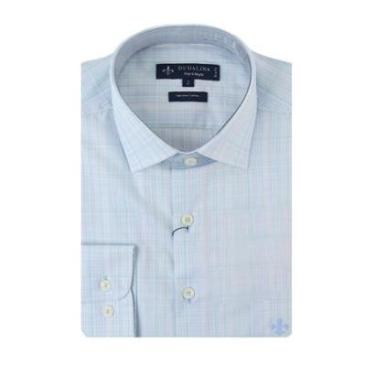 Imagem de Camisa Masculina Dudalina ML Slim Fit Xadrez Azul Claro - 5304224-Masculino