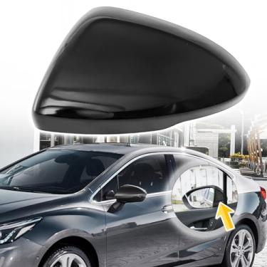 Imagem de AMSPRAC Tampas de espelho lateral de porta externa, substituição de capas de espelho retrovisor, tampas de espelho lateral compatíveis com Cruze 2017-2019, preto brilhante, lado esquerdo, 1