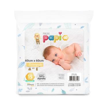 Imagem de Fralda de Pano Tecido Duplo Azul 60x60Cm Kit com 05 Un Papi