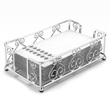 Imagem de LEVIMETREE Bandeja de suporte de toalha de hóspede prata para banheiro - organizador de guardanapos para toalhas de papel de mão descartáveis, suporte de guardanapo de bancada de vaidade, acessório de