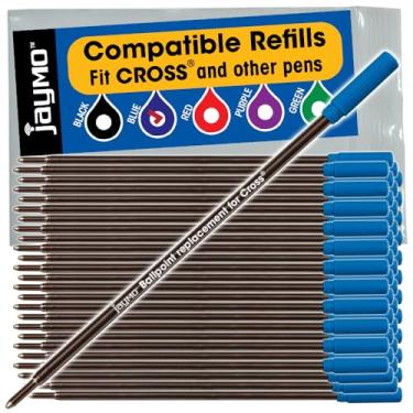 Imagem de Jaymo Substituição para Cross 8511 - mede 116 mm de comprimento - Refil de caneta esferográfica - 48 azul