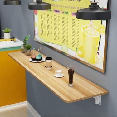 Imagem de Dobrável de parede doméstico longo estreito restaurante leite loja de chá bar jantar cozinha largura 30cm 40cm comprimento 100cm 120cm 140cm, madeira clara, 40 * 100cm