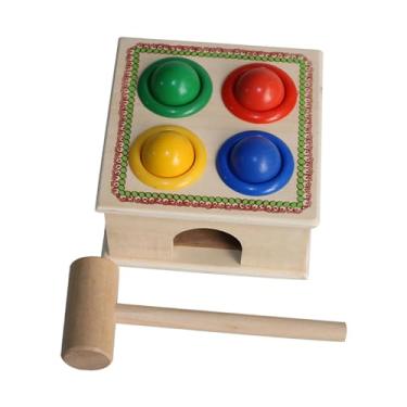 Imagem de Generic Banco de madeira montessori, banco de trabalho para bebês, bola de brinquedo para crianças de 1, 2, 3 e 4 anos