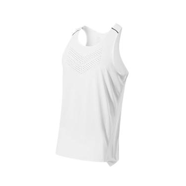 Imagem de kowaku Regatas de treino masculinas, camisetas sem mangas para academia, secagem rápida, musculação, fitness, camiseta muscular atlética, branco M