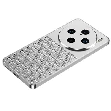 Imagem de HAO RIYLN Capa para Vivo X100 Pro/100, capa de telefone de liga de alumínio com resfriamento de metal, capa fina oca antiarranhões, prata, 100 Pro