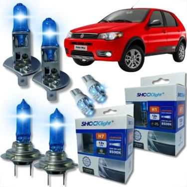 Imagem de Kit lâmpada shocklight super branca farol alto baixo e lanterna h1 h7 