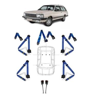 Imagem de Kit cinto de segurança COMPLETO para FORD DELREY + fechos - HCML, Azul