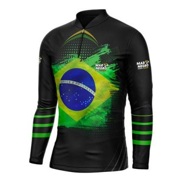 Imagem de Camiseta Pesca Camisa Masculina Combate Brasil Camuflada Peixe  Proteç