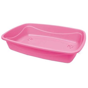 Imagem de Bandeja Higiênica Pet Injet Luxo Patas para Gatos Rosa