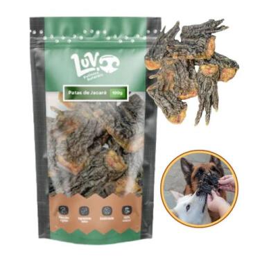 Imagem de Mordedor Natural Desidratado para Cachorro Patas de Jacaré 100g Luv Pe