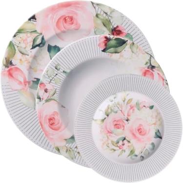 Imagem de Kit Jogo Prato Raso Fundo Sobremesa 2 Pessoas 6Pçs Ornatta