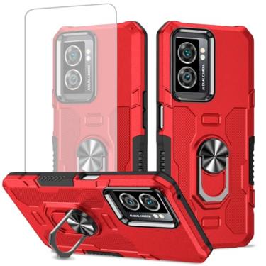 Imagem de Ueokeird Capa para Oppo A57 Capa/A57 5G/Oppo A77 5G/A77S/A57S Capa com protetor de tela de vidro temperado, proteção resistente com anel de metal suporte magnético capa de telefone para Oppo A57