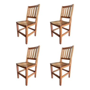 Imagem de Kit com 4 Cadeiras Rusticas Madeira Maciça Mineira para Area Externa M