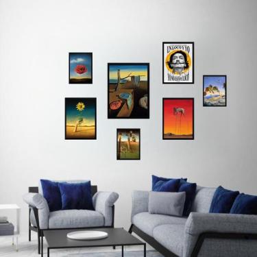 Imagem de Kit 7 Quadros Decorativos Salvador Dalí - Quadros On-line, Madeira pre
