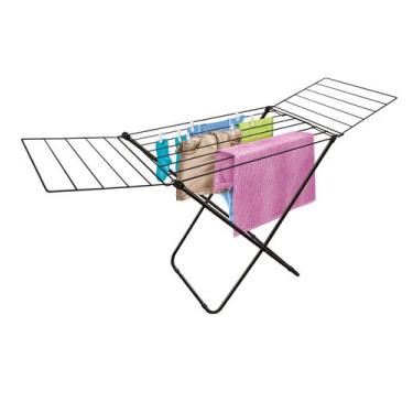 Imagem de Varal de Chão Com Abas Grande em Aço Black Resitente Lavanderia Aparta