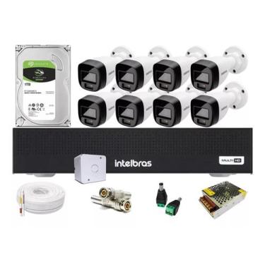Imagem de Kit 8 Cameras Intelbras 1120 Full Color, Dvr 8 Canais C/ 1tb